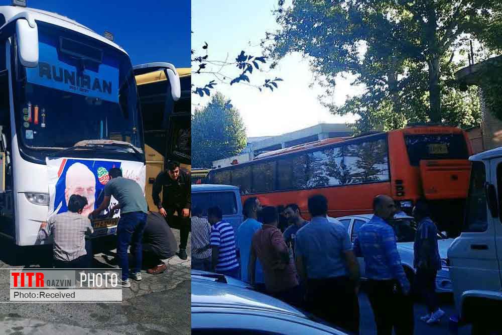 اجبار کارگران قزوینی برای حمایت نمایشی از قالیباف/کارگران با اتوبوس راهی تهران شدند